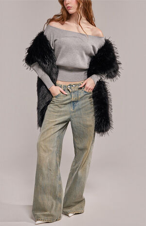 Black Starlet Faux Fur Scarf image number 3