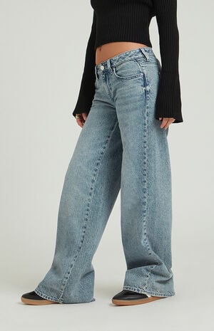 Casey Medium Indigo Twist Seam Low Rise Baggy Jeans image number 3