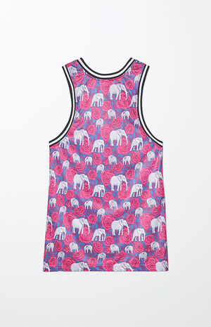 Elephant and Flowers Basketball Tank Top image number 2