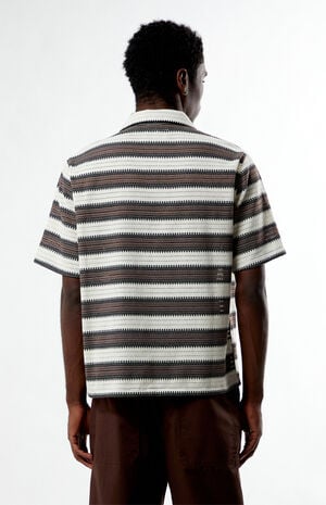 Striped Texture Oversized Resort Camp Shirt image number 3