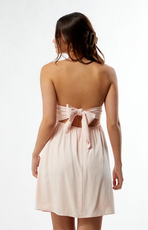 Tie Back Strapless Babydoll Mini Dress image number 4