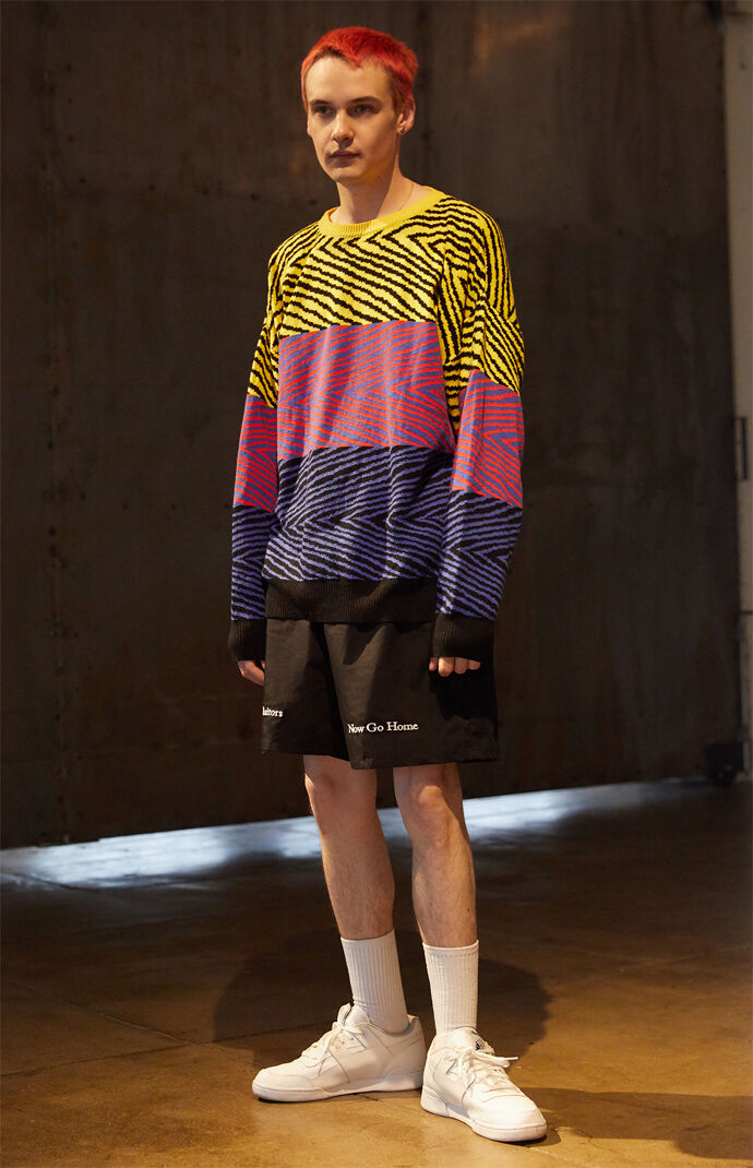 Tiger Knit Crew Neck Sweater