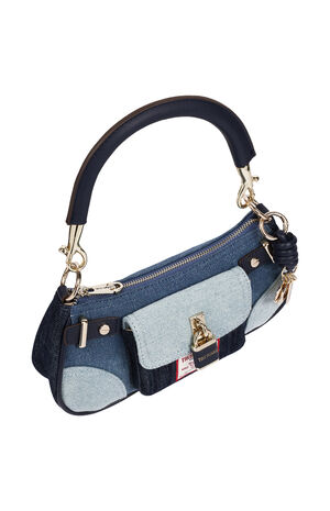 Color Block Denim Shoulder Bag image number 5