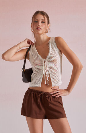 Lisette Tie Front Crochet Tank Top image number 1