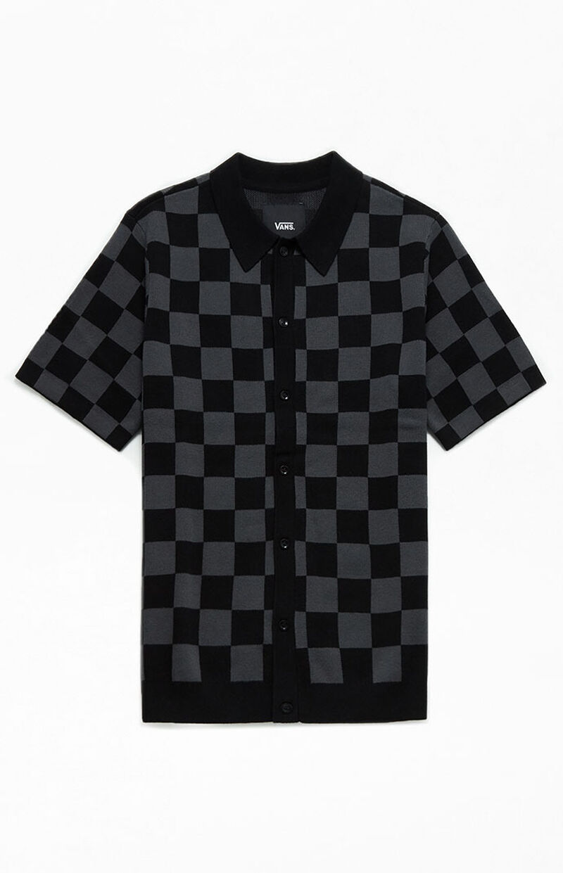 Vans Black Checkerboard Knit Button Down Shirt | PacSun