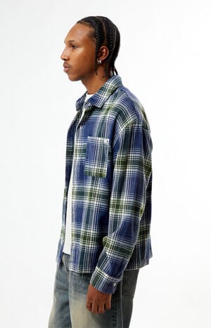 Blue Plaid Long Sleeve Flannel Shirt image number 3