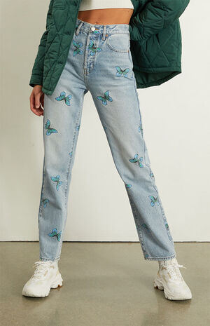 Eco Butterfly Print Dad Jeans image number 2