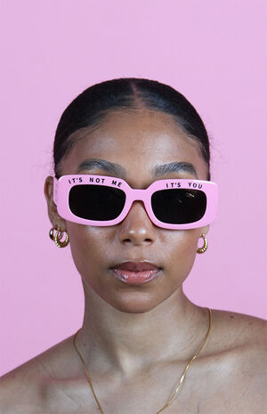 Pink It's Not Me Square Sunglasses image number 1