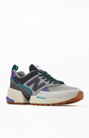 Grey & Purple 574 Sport Shoes image number 1