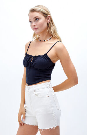 Eco White Girlfriend Denim Shorts image number 2