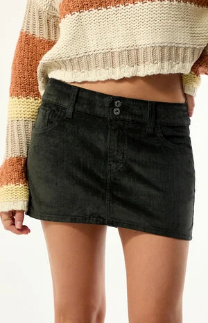 Women's Corduroy Mini Skirt - Raven image number 2