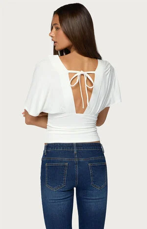 Betee Cinched Plunge Neck Top image number 3