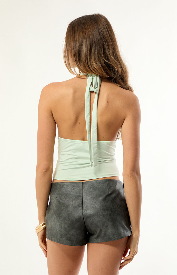 Edikted Sequin Plunge Neck Halter Top