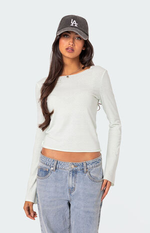 Maddison Pointelle Long Sleeve T Shirt image number 1