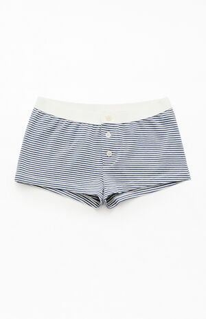 Black Striped Pajama&nbsp;Boyshorts&nbsp; image number 1