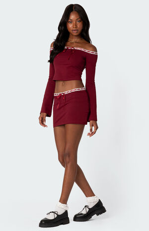 Seline Bow Ribbon Trim Mini Skirt image number 2