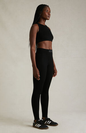 Women's Black Sport Sweater Knit Tank Top image number 6