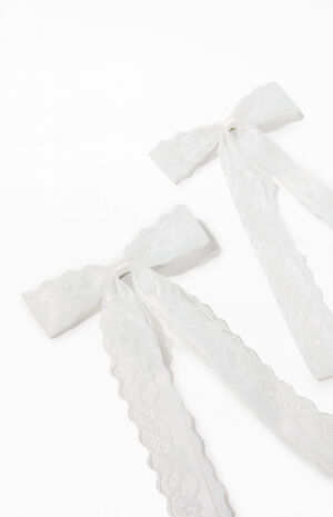 2 Pack White Kaelie Bow Hair Clips image number 2
