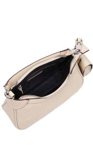Cream Trapunto Logo Zip Top Hobo Bag image number 9