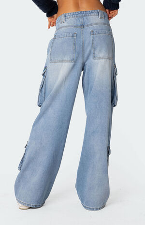 Tara Low Rise Denim Cargo Jeans image number 5