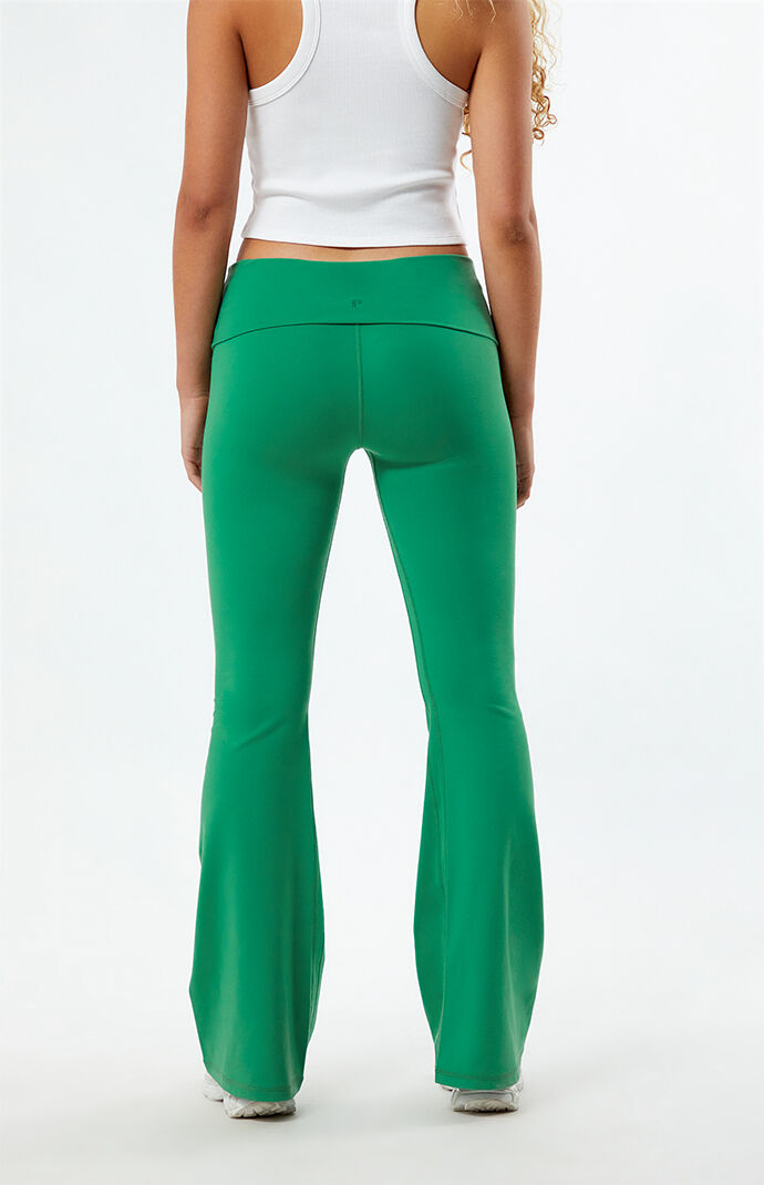 PAC 1980 PAC WHISPER Green Active Fold-Over Waistband Flare Yoga