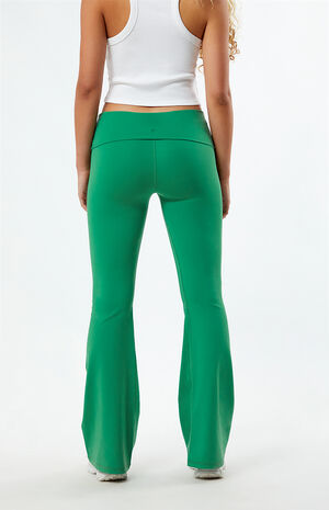 PAC WHISPER Green Active Fold-Over Waistband Flare Yoga Pants image number 4