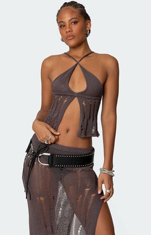 Jaynie Distressed Knit Top image number 1