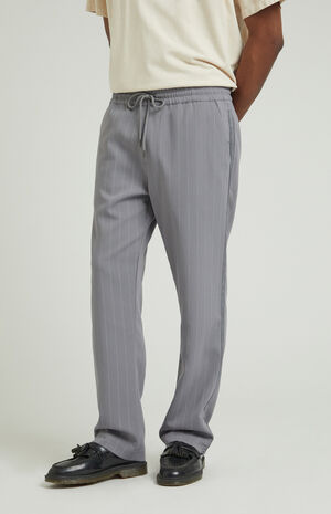 Charcoal Pinstripe Liam Straight Trousers image number 3