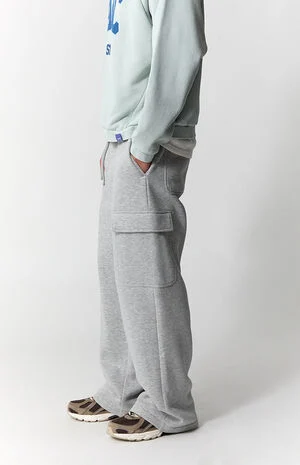Gray Fleece Extreme Baggy Cargo Sweatpants&nbsp; image number 3