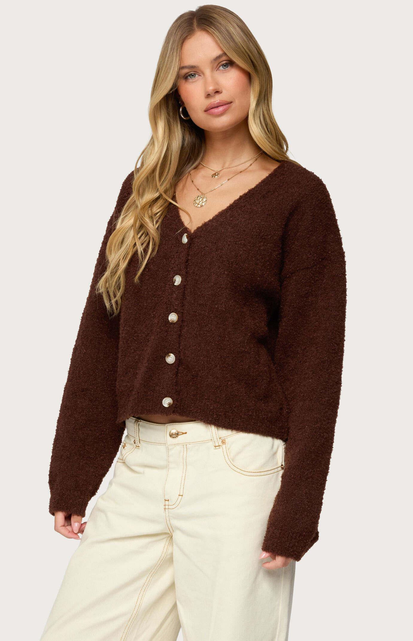 トップス stein Oblique Patterned Knit Cardigan Edikted Jade Knitted Cardigan | PacSun