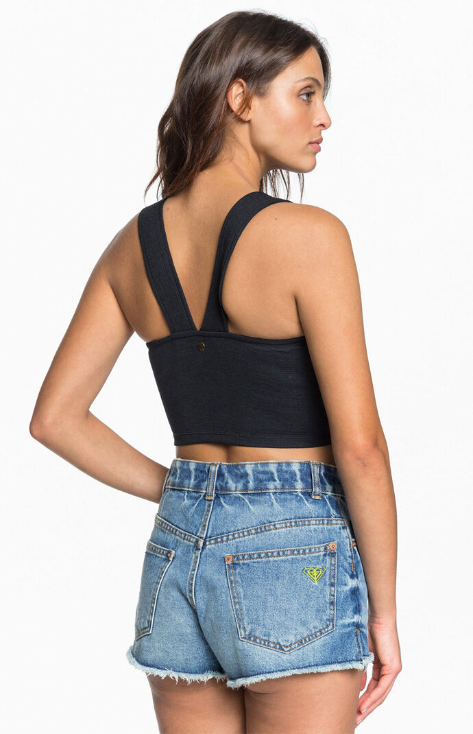 Black Good Sunday Cropped Tank Top