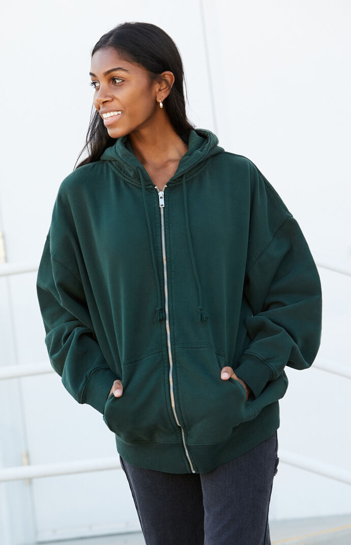 John Galt Green Full Zip Hoodie PacSun