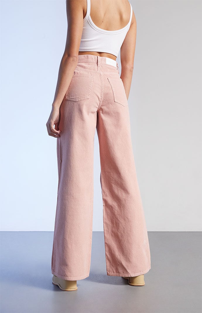 Wide leg pink jeans discount