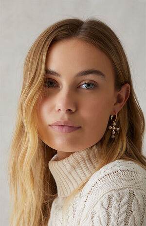 Pearl Cross Earrings Pearl Cross Earrings image number 1