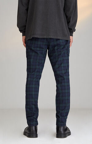 Navy Slim Plaid Pants image number 4