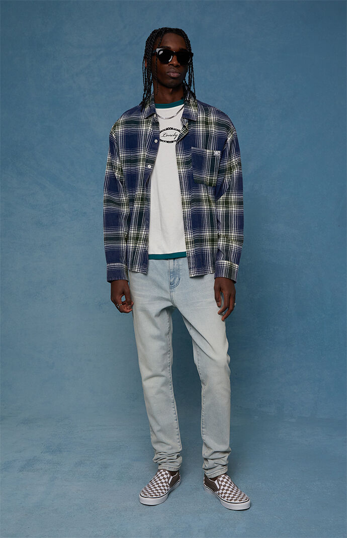 Pacsun Bryce Stacked Skinny Jeans Stretch Light Indigo