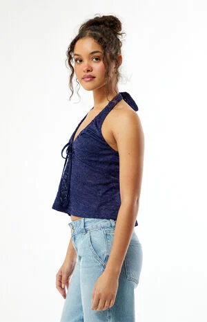 Isabel Floral Crochet Halter Top image number 4