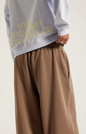 Brown Fleece Extreme Baggy Sweatpants image number 5