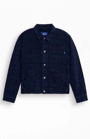 Navy Jacquard&nbsp;Denim&nbsp;Jacket image number 1