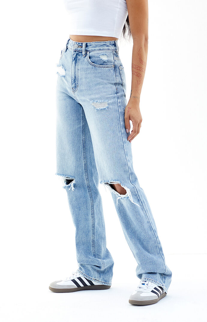 PacSun Light Blue Ripped 90s Boyfriend Jeans PacSun