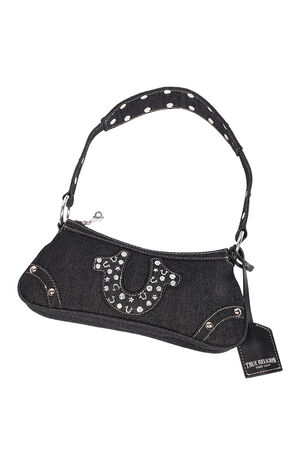 Horseshoe Black Denim Shoulder Bag image number 8