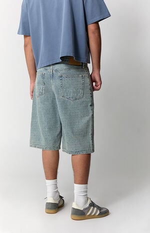 Austin Extreme Baggy Jean Shorts Textured Slub Light Blue image number 4