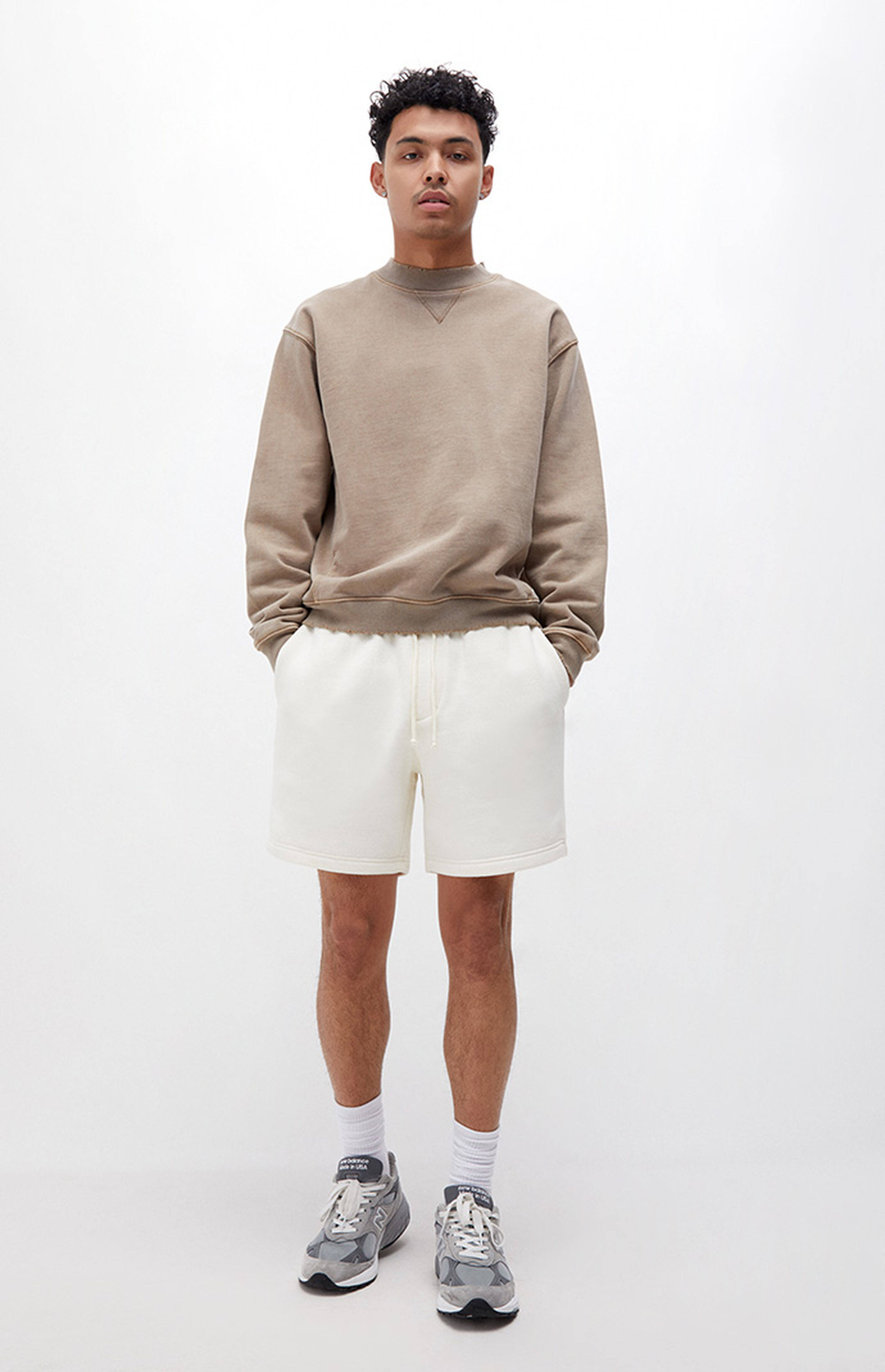 PacSun Cream Basic Fleece Sweat Shorts | PacSun