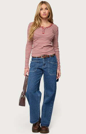 Roma Striped Henley Top image number 5