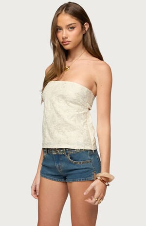 Cheyne Embroidered Strapless Top image number 2