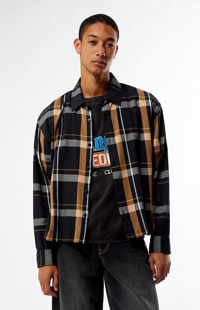 Pacsun Black And Tan Long Sleeve Classic Flannel Shirt Pacsun Black And Tan Long Sleeve Classic Flannel Shirt