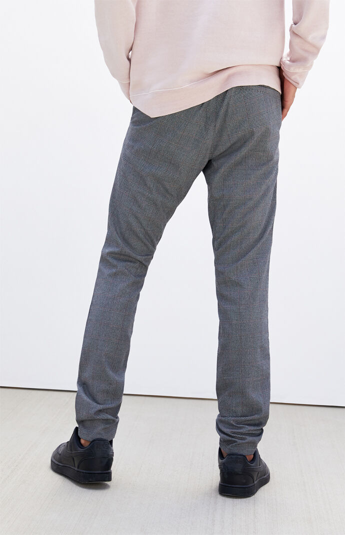 Gray Plaid Menswear Slim Fit Pants
