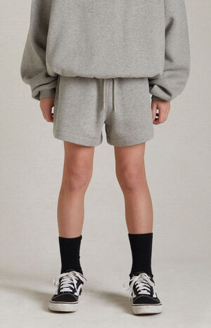 Essentials Dark Heather Oatmeal Running Sweat Shorts image number 2