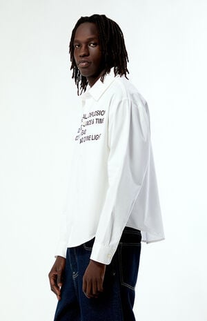 White Common Space Solid Long Sleeve Oxford Shirt image number 3