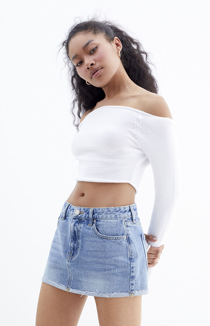 PacSun Light Indigo Low Rise Denim Mini Skirt PacSun